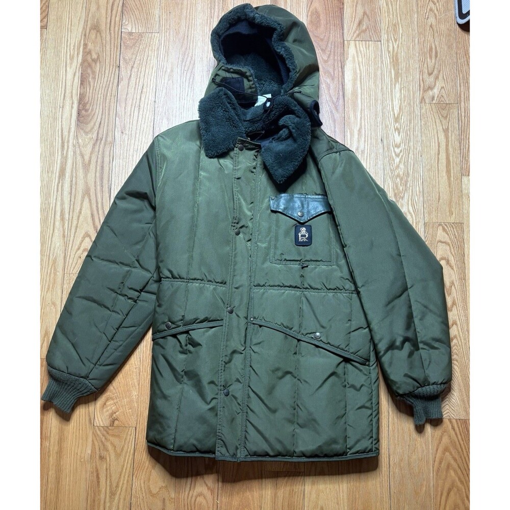 REFRiGiWEAR Coat Jacket Mens L Green Insulated Parka Workwear Winter USA Vintage